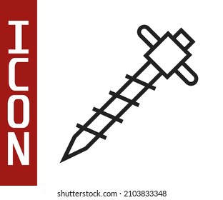 Black line Construction jackhammer icon isolated on white background.  Vector