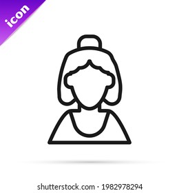 Black line Consultant seller of a jewelry store icon isolated on white background.  Vector