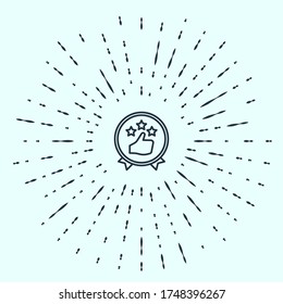 Línea negra Icono de calificación de productos de consumidor o cliente aislado en fondo gris. Resumen de puntos aleatorios de círculo. Ilustración vectorial