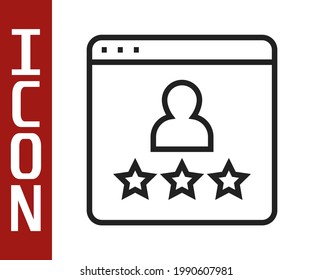 Black line Consumer or customer product rating icon isolated on white background.  Vector
