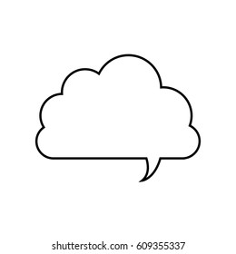 black line contour of cloud speech vector illustration