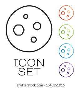 Black line Cookie or biscuit with chocolate icon isolated on white background. Set icons colorful. Vector Illustration