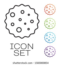 Black line Cookie or biscuit with chocolate icon isolated on white background. Set icons colorful. Vector Illustration