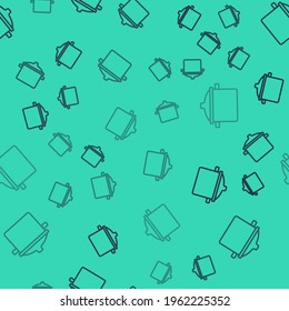Icono de la olla de Cocina de línea negra aislado patrón sin fisuras sobre fondo verde. Hervir o estofar el símbolo de la comida. Vector