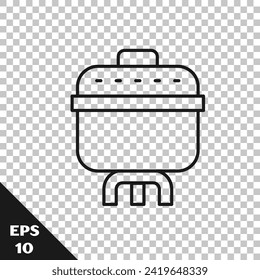 Black line Cooking pot icon isolated on transparent background. Boil or stew food symbol.  Vector