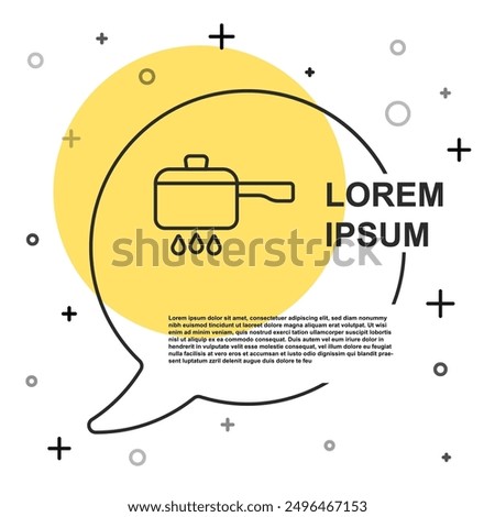 Black line Cooking pot on fire icon isolated on white background. Boil or stew food symbol. Random dynamic shapes. Vector