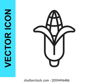 Black line Corn icon isolated on white background.  Vector