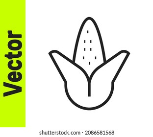 Black line Corn icon isolated on white background.  Vector