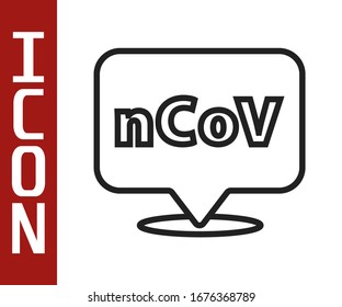 Black line Corona virus 2019-nCoV on location icon isolated on white background. Bacteria and germs, cell cancer, microbe, fungi.  Vector Illustration