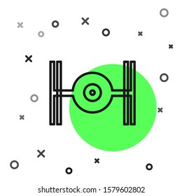 Black line Cosmic ship icon isolated on white background.  Vector Illustration