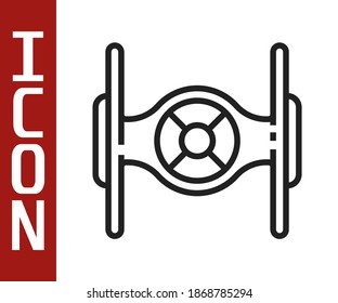 Black line Cosmic ship icon isolated on white background.  Vector