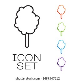 Black line Cotton candy icon isolated on white background. Set icons colorful. Vector Illustration