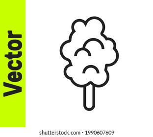 Black line Cotton candy icon isolated on white background.  Vector