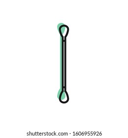 Black line Cotton swab for ears icon isolated on white background.  Vector Illustration