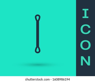 Black line Cotton swab for ears icon isolated on green background.  Vector Illustration