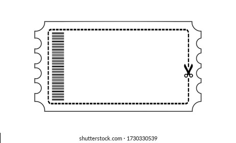 Black line coupon icon vector illustration with dotted line and scissors