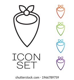 Black line Cowboy bandana icon isolated on white background. Set icons colorful. Vector