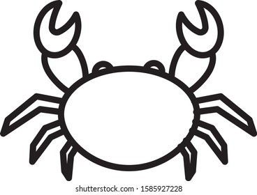 Black line Crab icon isolated on white background.  Vector Illustration