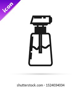 Black line Cream or lotion cosmetic tube icon isolated on white background. Body care products for men.  Vector Illustration