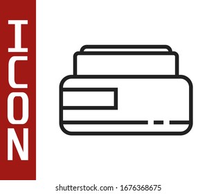 Black line Cream or lotion cosmetic tube icon isolated on white background. Body care products for men.  Vector Illustration