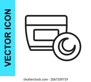 Black line Cream or lotion cosmetic tube icon isolated on white background. Body care products for woman.  Vector