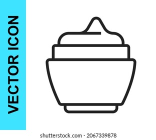 Black line Cream or lotion cosmetic tube icon isolated on white background. Body care products for woman.  Vector