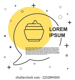 Black line Cream or lotion cosmetic tube icon isolated on white background. Body care products for woman. Random dynamic shapes. Vector