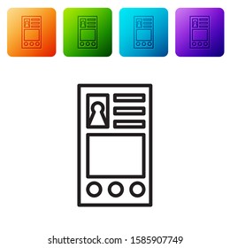 Black line Create account screen icon isolated on white background. Set icons in color square buttons. Vector Illustration