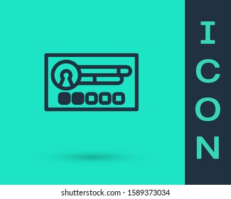 Black line Create account screen icon isolated on green background.  Vector Illustration