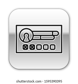 Black line Create account screen icon isolated on white background. Silver square button. Vector Illustration