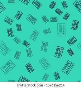 Black line Create account screen icon isolated seamless pattern on green background.  Vector Illustration
