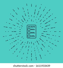 Black line Create account screen on mobile phone icon isolated on green background. Abstract circle random dots. Vector Illustration