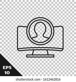 Black line Create account screen icon isolated on transparent background.  Vector Illustration