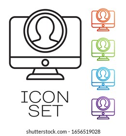 Black line Create account screen icon isolated on white background. Set icons colorful. Vector Illustration