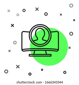 Black line Create account screen icon isolated on white background.  Vector Illustration