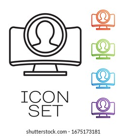 Black line Create account screen icon isolated on white background. Set icons colorful. Vector Illustration