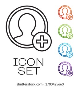 Black line Create account screen icon isolated on white background. Set icons colorful. Vector Illustration