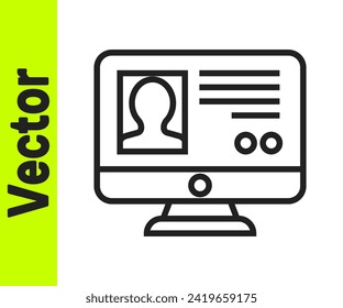Black line Create account screen icon isolated on white background.  Vector