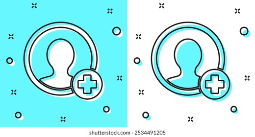 Icono de pantalla de Cuenta de Create de línea negra aislado sobre fondo verde y blanco. Formas dinámicas aleatorias. Vector