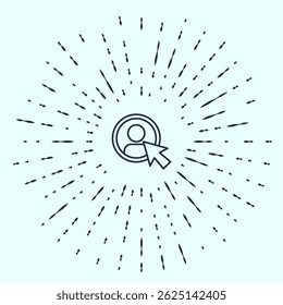 Icono de pantalla de Cuenta de Create de línea negra aislado sobre fondo gris. Abstractas puntos aleatorios circulares. Vector