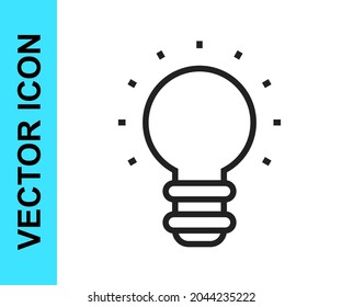Línea negra Icono creativo de luz de luz aislado en fondo blanco. Concepción de ideas inspiración, invención, pensamiento efectivo, conocimiento y educación.  Vector