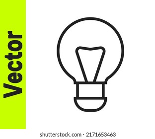 Black line Creative lamp light idea icon isolated on white background. Concept ideas inspiration, invention, effective thinking, knowledge and education.  Vector