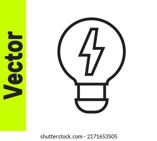 Black line Creative lamp light idea icon isolated on white background. Concept ideas inspiration, invention, effective thinking, knowledge and education.  Vector