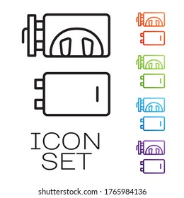 Black line Crematorium icon isolated on white background. Set icons colorful. Vector