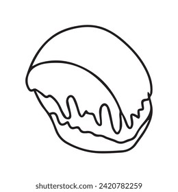 black line cromboloni pastry. dessert food 