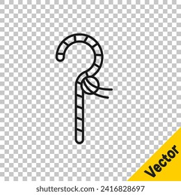 Black line Crook icon isolated on transparent background. Ancient Egypt symbol. Scepters of egypt.  Vector