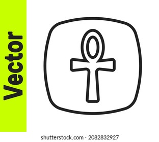 Black line Cross ankh icon isolated on white background. Egyptian word for life or symbol of immortality.  Vector