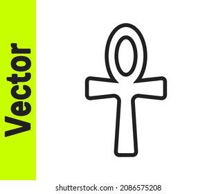 Black line Cross ankh icon isolated on white background. Egyptian word for life or symbol of immortality.  Vector