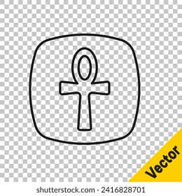 Black line Cross ankh icon isolated on transparent background. Egyptian word for life or symbol of immortality.  Vector