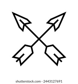 Black line cross archer arrow icon vector design